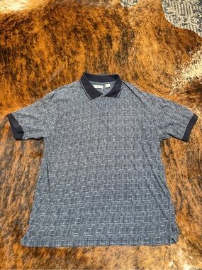 Vintage Chereskin Blue Gray Short Sleeve Polo Shirt Mens XL Cotton Polyester